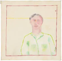Peter Schlesinger, Untitled (Portrait of Man in Green Shirt), c. 1968, Double-sided watercolor acrylic on canvas