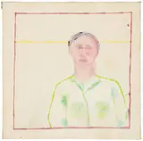 Peter Schlesinger, Untitled (Portrait of Man in Green Shirt), c. 1968, Double-sided watercolor acrylic on canvas