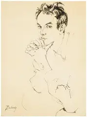 Don Bachardy, Portrait of James Bridges, c. 1966, Ink on paper