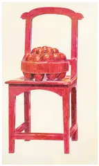 Franco Assetto, Red Chair, 1984, Crayon on card stock