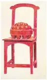 Franco Assetto, Red Chair, 1984, Crayon on card stock