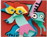 Jumping Fox with Green Virgin by Karel Appel, 1975, Hand-painted wood construction, sold Feb 2016