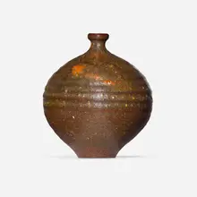 Weed pot by Doyle Lane, c. 1960, glazed earthenware, sold Apr 2023