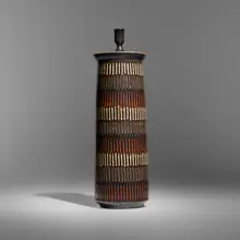 Clyde Burt, Tall covered jar, c. 1965, glazed stoneware