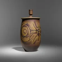 Clyde Burt, Tall covered jar, c. 1965, glazed stoneware