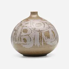 Vase by Clyde Burt, c. 1965, glazed stoneware, sold Apr 2023