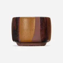 Planter by David Cressey, c. 1960, Golden Ochre and Terra Umbra Flame-glazed stoneware, sold Apr 2023