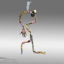 Untitled (monumental figure) by Michael Lucero, 1982, hand-built and glazed earthenware, wire, sold Apr 2023