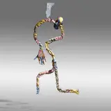 Michael Lucero, Untitled (monumental figure), 1982, hand-built and glazed earthenware, wire