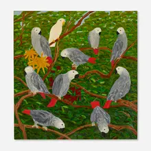 Parrot Painting by James Hayward, 1995, oil on canvas laid to board, sold Mar 2023