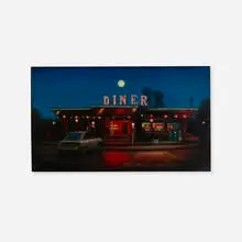 Randall Diehl, Moon Over Diner, oil on panel