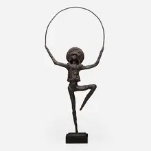 Lindsay Daen, Girl Skipping Rope, patinated bronze, wood