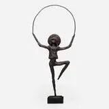 Lindsay Daen, Girl Skipping Rope, patinated bronze, wood
