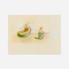 Enrique Castro-Cid, Still Life with Papaya, 1967, pastel and graphite on paper