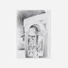The Birth of the Virgin by Justin Liam O'Brien, 2021, graphite on graph paper, sold Mar 2023