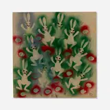 Waylande Gregory, Ten Bunnies, spraypaint and pastel on paper