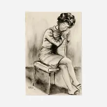 Charles Searles, Seated Woman, 1963, ink on paper