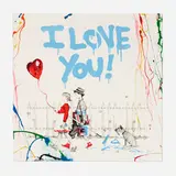 Thierry Guetta, I Love You (Blue) (unique), 2022, screenprint in colors with hand-painted elements