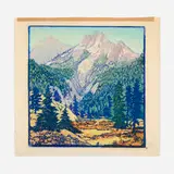 Frances Gearhart, On the Kit Carson Trail, 1933, woodcut in colors