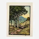 Frances Gearhart, Up Country, woodcut in colors
