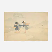 Bertha Lum, Wind and Rain, woodcut in colors