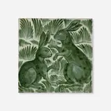 William De Morgan, Boxing Hares and Ferns tile, 1882-88, glazed earthenware