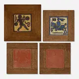 Grueby Faience Company, Collection of four tiles