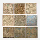 Ernest A. Batchelder, Collection of nine tiles, c. 1920, glazed earthenware