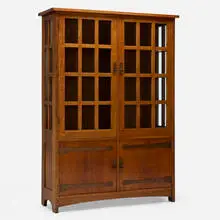 L. & J.G. Stickley, China cabinet, model 729, c. 1913, oak, glass, copper