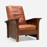 Drop-arm Morris chair, model 410 by L. & J.G. Stickley, sold Oct 2024