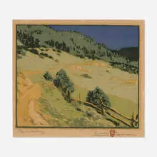 Gustave Baumann, Pecos Valley, 1921, woodcut in colors on Zanders Bergisch Gladbach laid paper