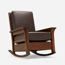 Lifetime, Rocker, c. 1910, oak, leather upholstery
