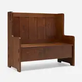 Gustav Stickley, Hall seat, model 224, c. 1912, oak, steel