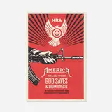 God Saves & Satan Invests by Shepard Fairey, 2013, screenprint on paper, sold Jun 2017