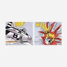WHAAM! poster (diptych) by Roy Lichtenstein, offset lithograph on Huntsman Superwhite Cartridge paper, sold Jun 2017