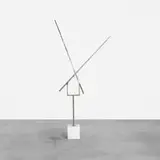Two Lines Up Excentric IV by George Rickey, 1977, stainless steel, sold Apr 2017