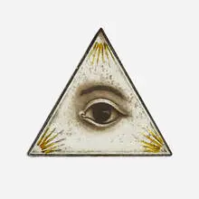Masonic, Eye of Providence, reverse-painted glass, lead