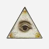 Masonic, Eye of Providence, reverse-painted glass, lead