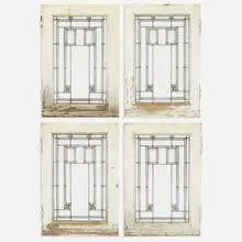Louis Sullivan, set of four of windows from the Henry B. Babson House, Riverside, 1908, stained glass, lead, lacquered wood