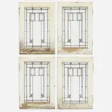 Louis Sullivan, set of four of windows from the Henry B. Babson House, Riverside, 1908, stained glass, lead, lacquered wood