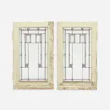 Louis Sullivan, pair of windows from the Henry B. Babson House, Riverside, 1908, stained glass, lead, lacquered wood