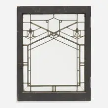 Frank Lloyd Wright, window from the B. Harley Bradley House, Kankakee, 1900, stained glass, lead, lacquered wood