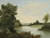 Alfred Vickers Snr, Untitled, cattle and boats oil on canvas 50 x 68cm
