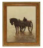 Jozef Israëls, Untitled, 1824-1911) Fisherman with a horse and trap on a beach oil on canvas 61 x 50cm