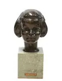 Robert Jackson Emerson, Untitled, a bronze bust of a young lady on a green veined marble plinth