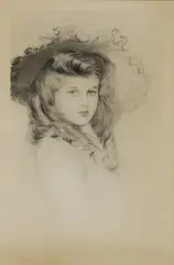 Paul César Helleu, Untitled, 1859-1927) 'Ellen Helleu in a lace-trimmed hat' Drypoint