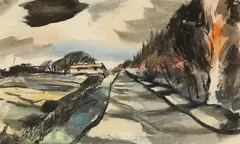 Untitled by Rowland Suddaby, pen and ink and watercolour 31 x 46.7cm, sold Oct 2020
