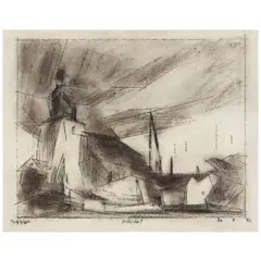 Lyonel Feininger, Dröbsdorf, 1927, charcoal and pen and ink on paper