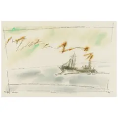 Lyonel Feininger, Hafendampfer Rauchfahne IV, 1931, watercolor and pen and ink on paper