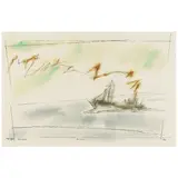 Lyonel Feininger, Hafendampfer Rauchfahne IV, 1931, watercolor and pen and ink on paper